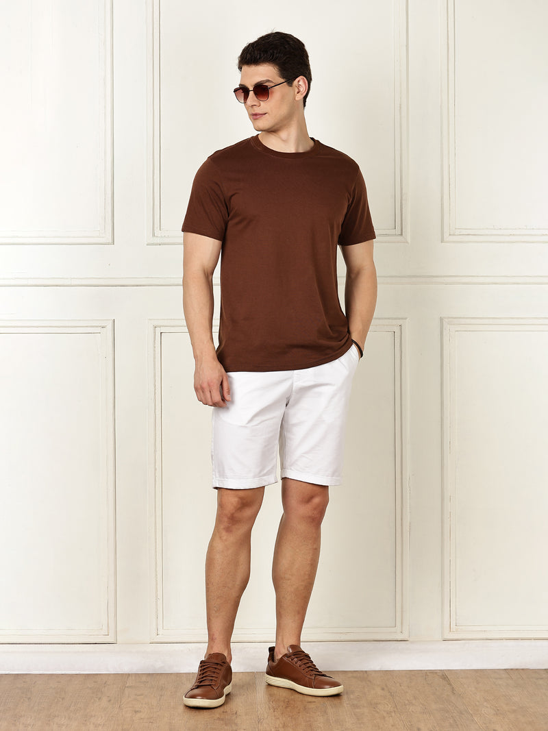 Thomas Scott Men White Mid-Rise Regular Fit Cotton Woven Chinos Shorts
