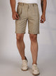 Beige Mid-Rise Regular Fit Woven Linen Chino Shorts For Men