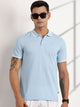 Blue Regular Fit Short Sleeves Polo Collar Knit Tshirt For Men