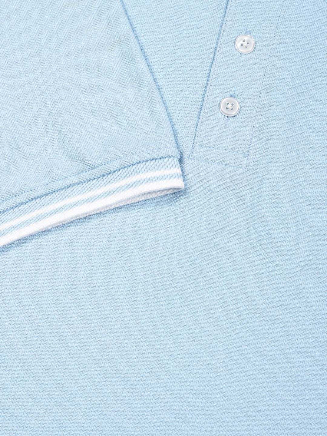 Blue Regular Fit Short Sleeves Polo Collar Knit Tshirt For Men
