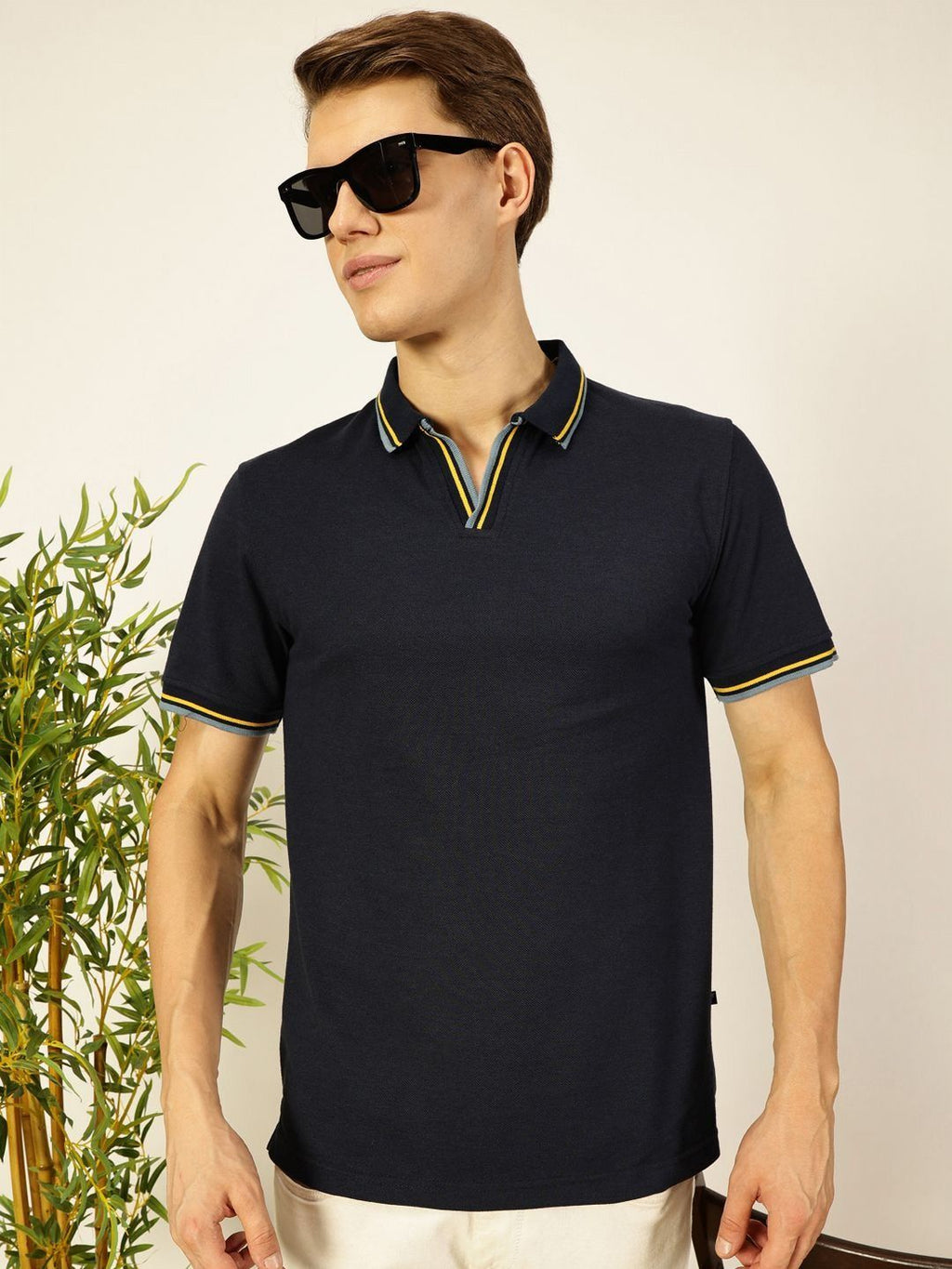Thomas Scott Men Navy Blue Regular Fit Polo Tshirt - S