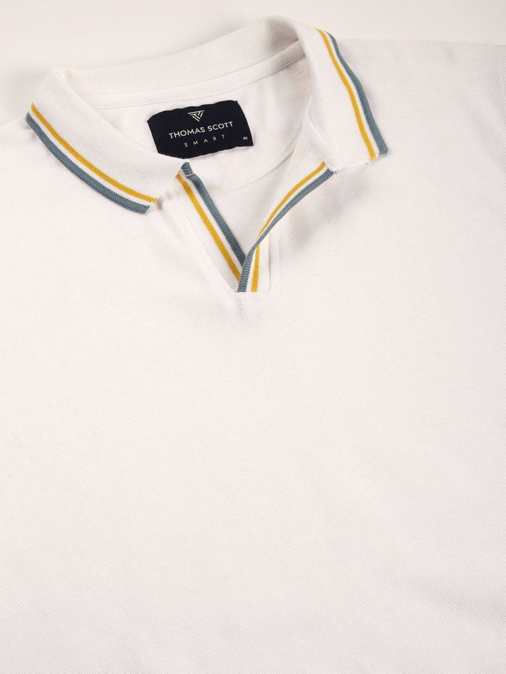 White Regular Fit Polo Tshirt For Men
