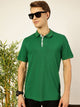 Green Regular Fit Short Sleeves Solid Polo Collar Knit Tshirt For Men