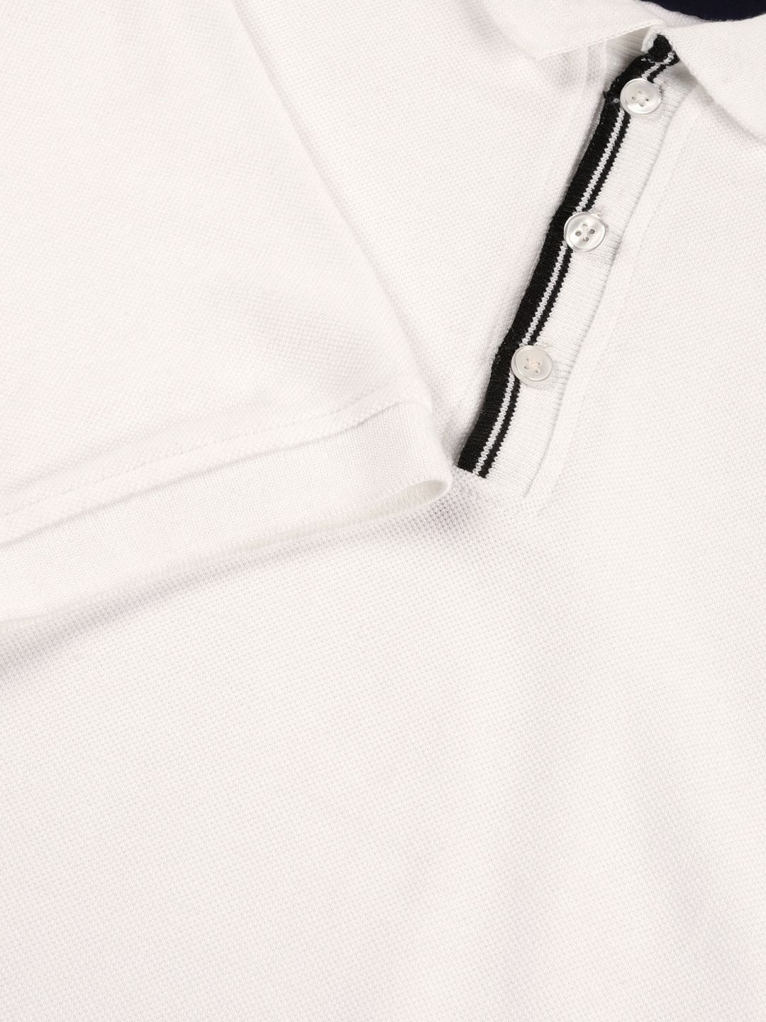 White Regular Fit Short Sleeves Solid Polo Collar Knit Tshirt For Men