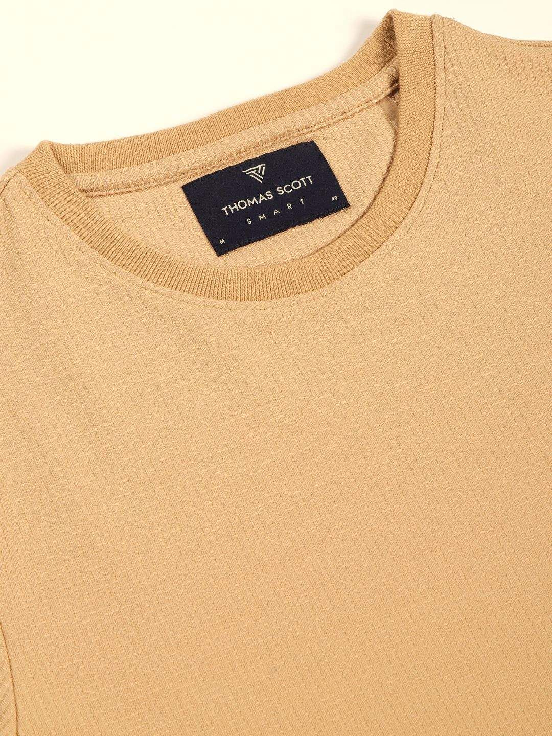 Khaki Anti Odour Solid Round Neck T-Shirt