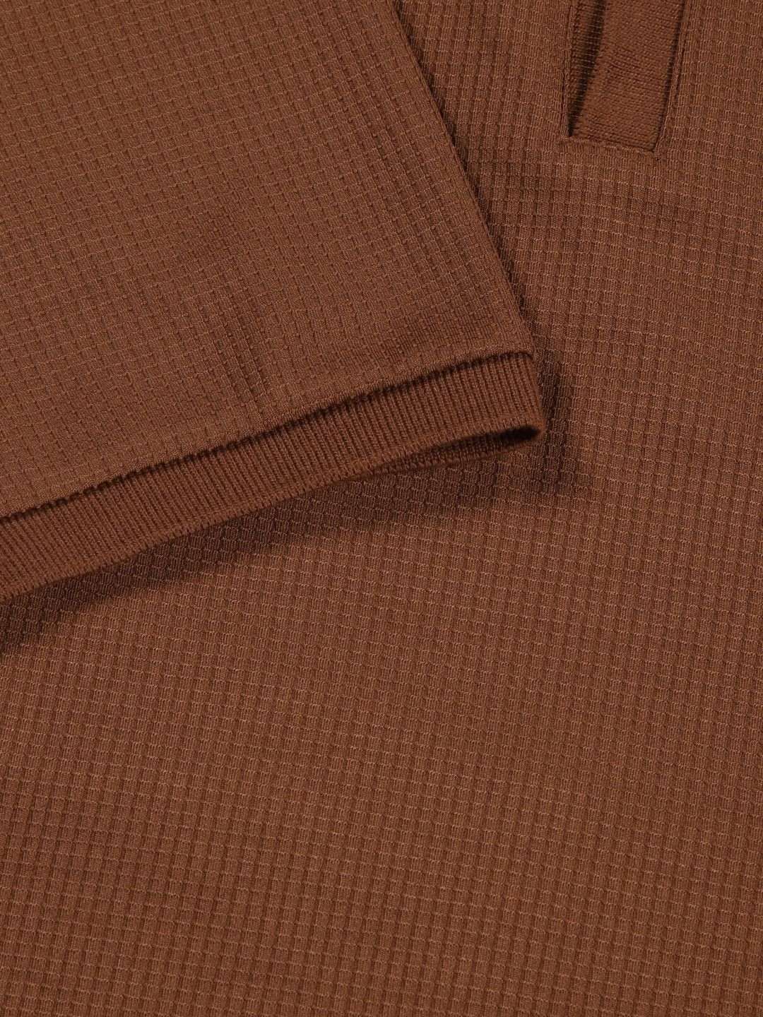Coffee Brown Anti Odour Solid Polo Collar Tshirt For Men