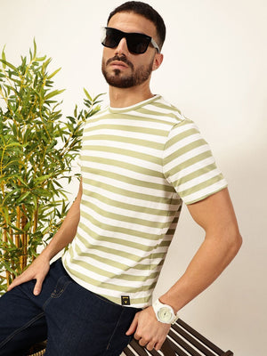 Thomas Scott Men Green Regular Fit Short Sleeves Round Neck Knitted T-shirt