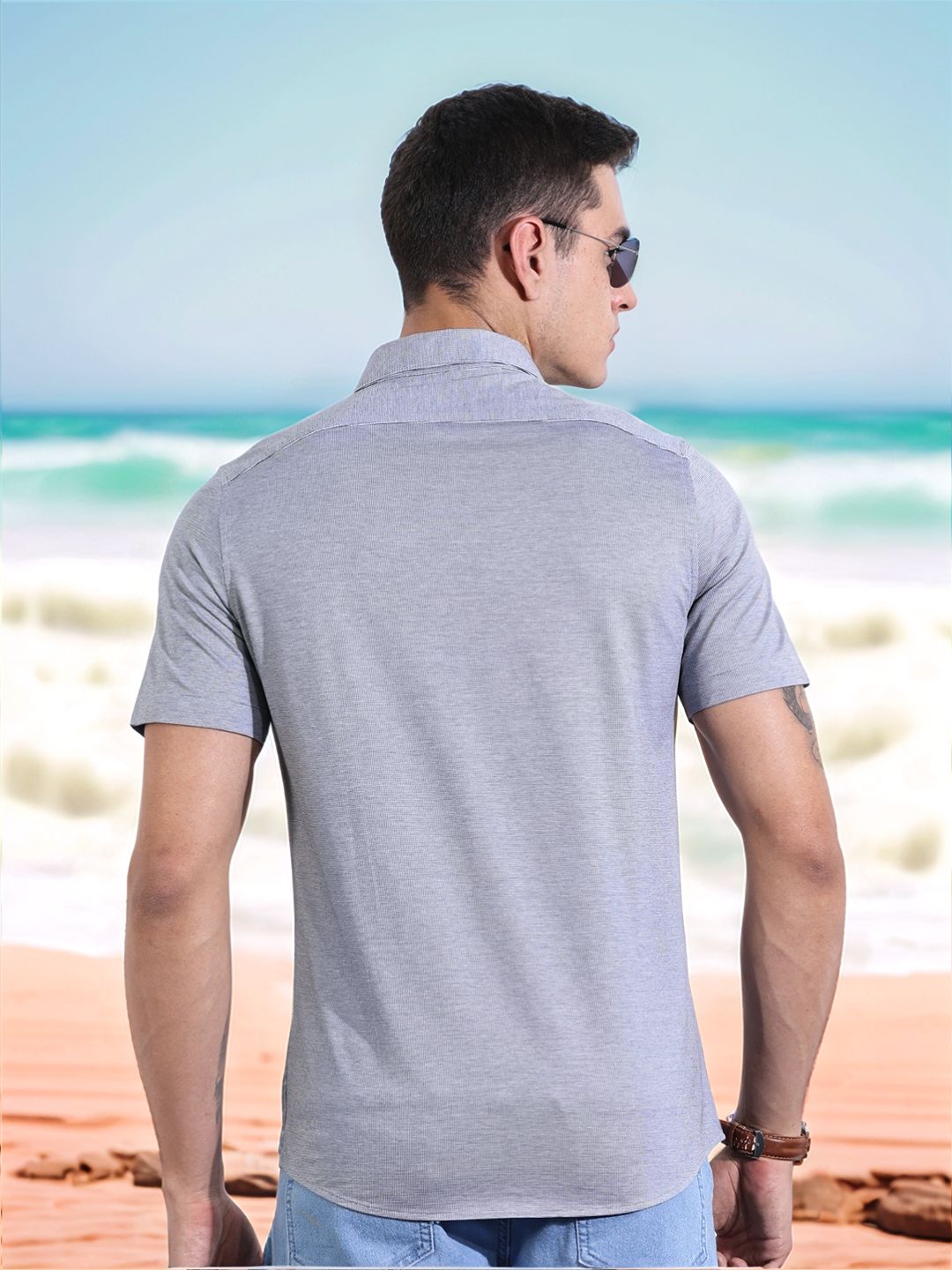 Thomas Scott Men Black Slim Fit Micro Ditsy Printed Knitted Shirt