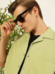 Pista Premium Short Sleeves Regular Fit Cuban Collar Textured Cotton Casual Shirt For Men