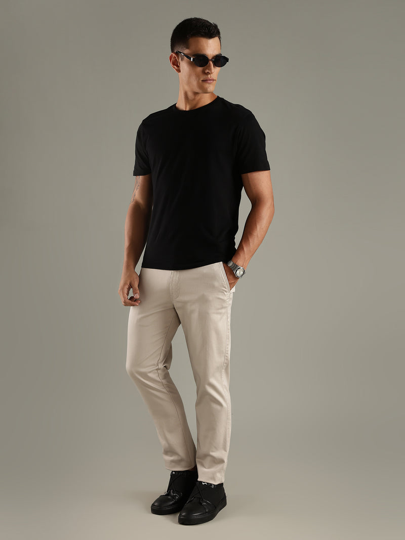 Thomas Scott Men Grey Straight Fit Mid-Rise Solid Chinos Trouser