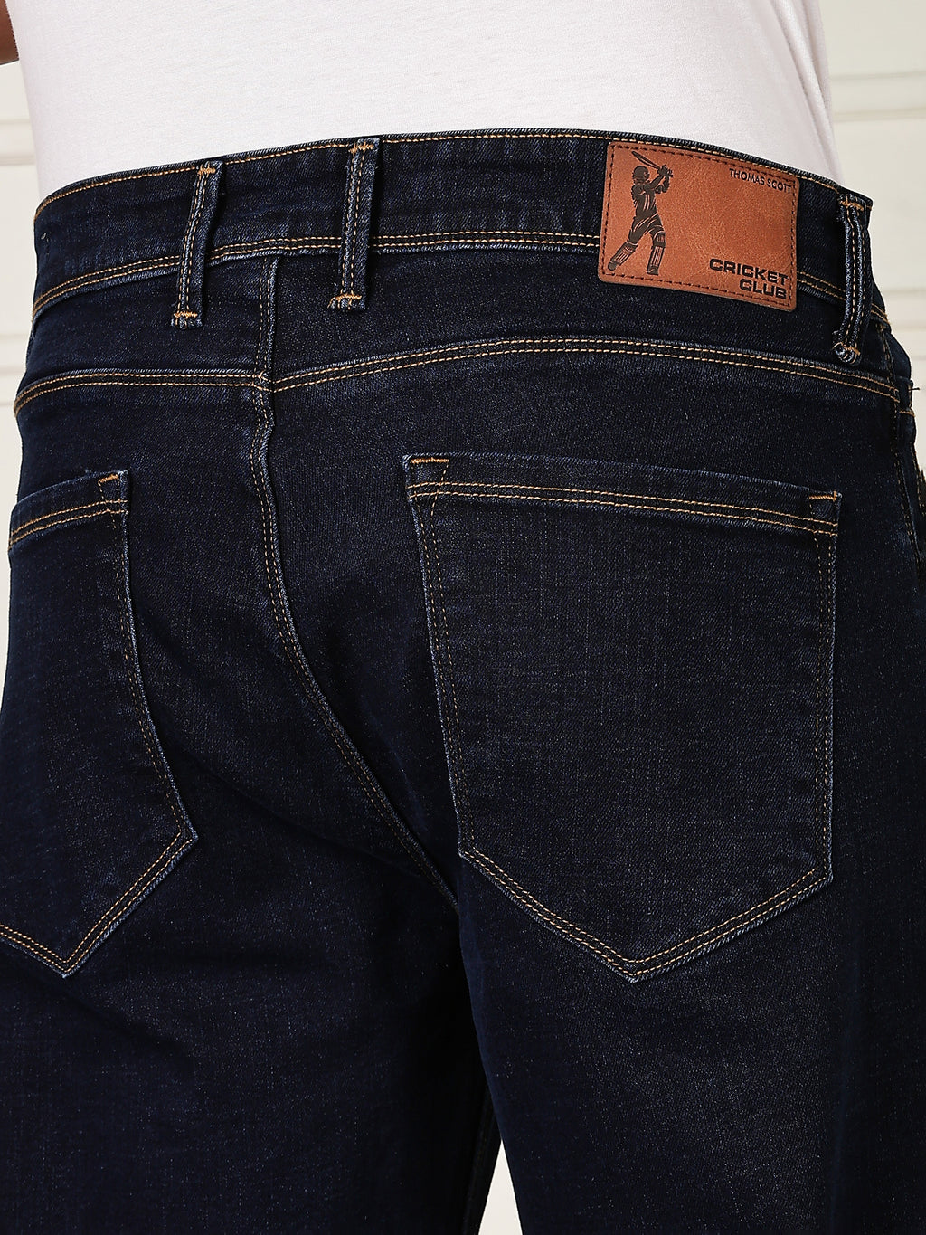 Thomas Scott Men Darkblue Mid-Rise Relaxed Fit Clean Look Strachable Jeans