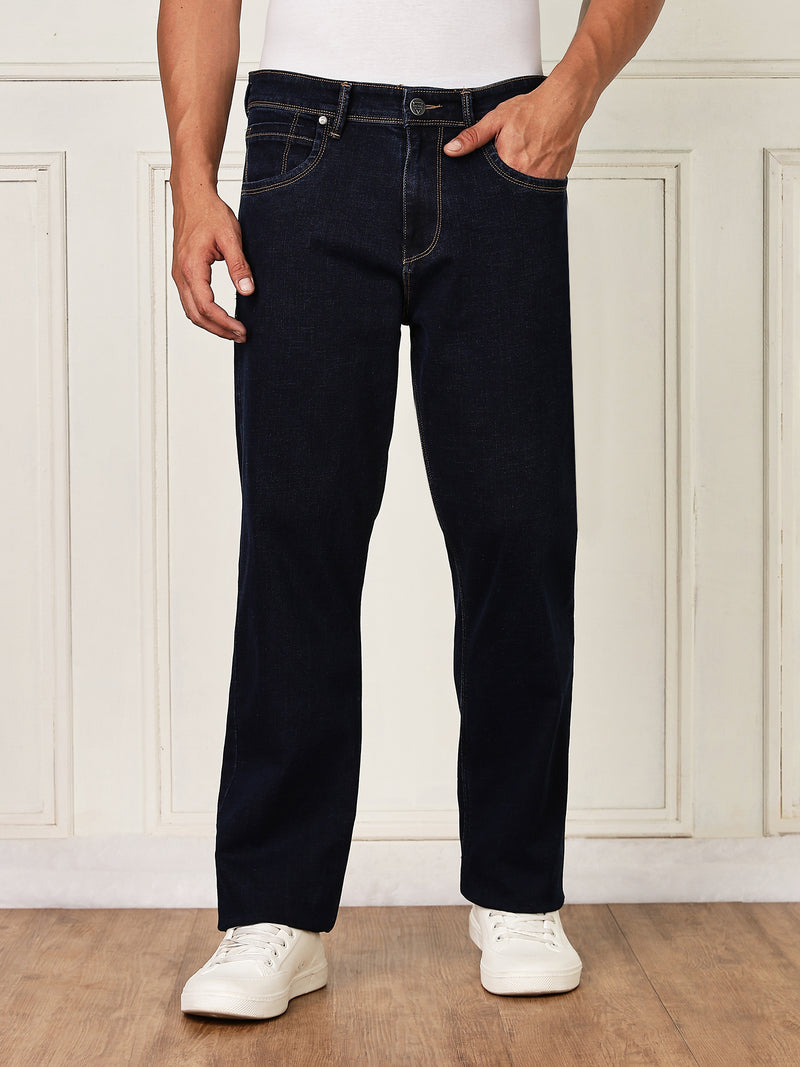 Thomas Scott Men Darkblue Mid-Rise Relaxed Fit Clean Look Strachable Jeans