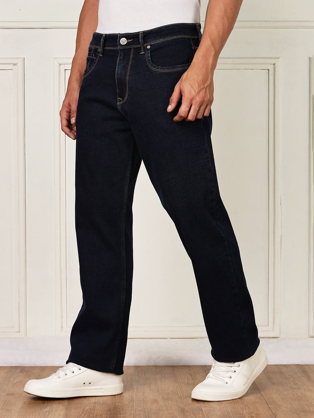 Thomas Scott Men Darkblue Mid-Rise Relaxed Fit Clean Look Strachable Jeans