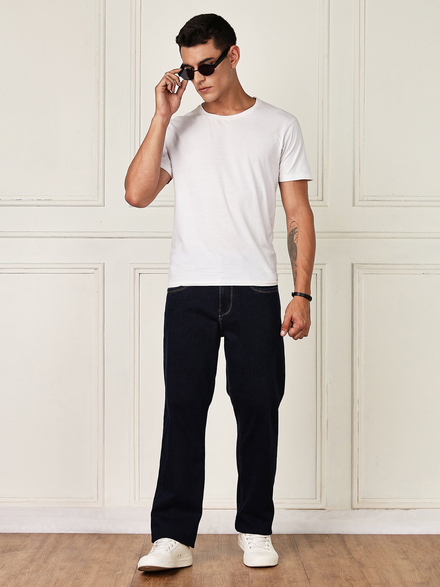 Thomas Scott Men Darkblue Mid-Rise Relaxed Fit Clean Look Strachable Jeans
