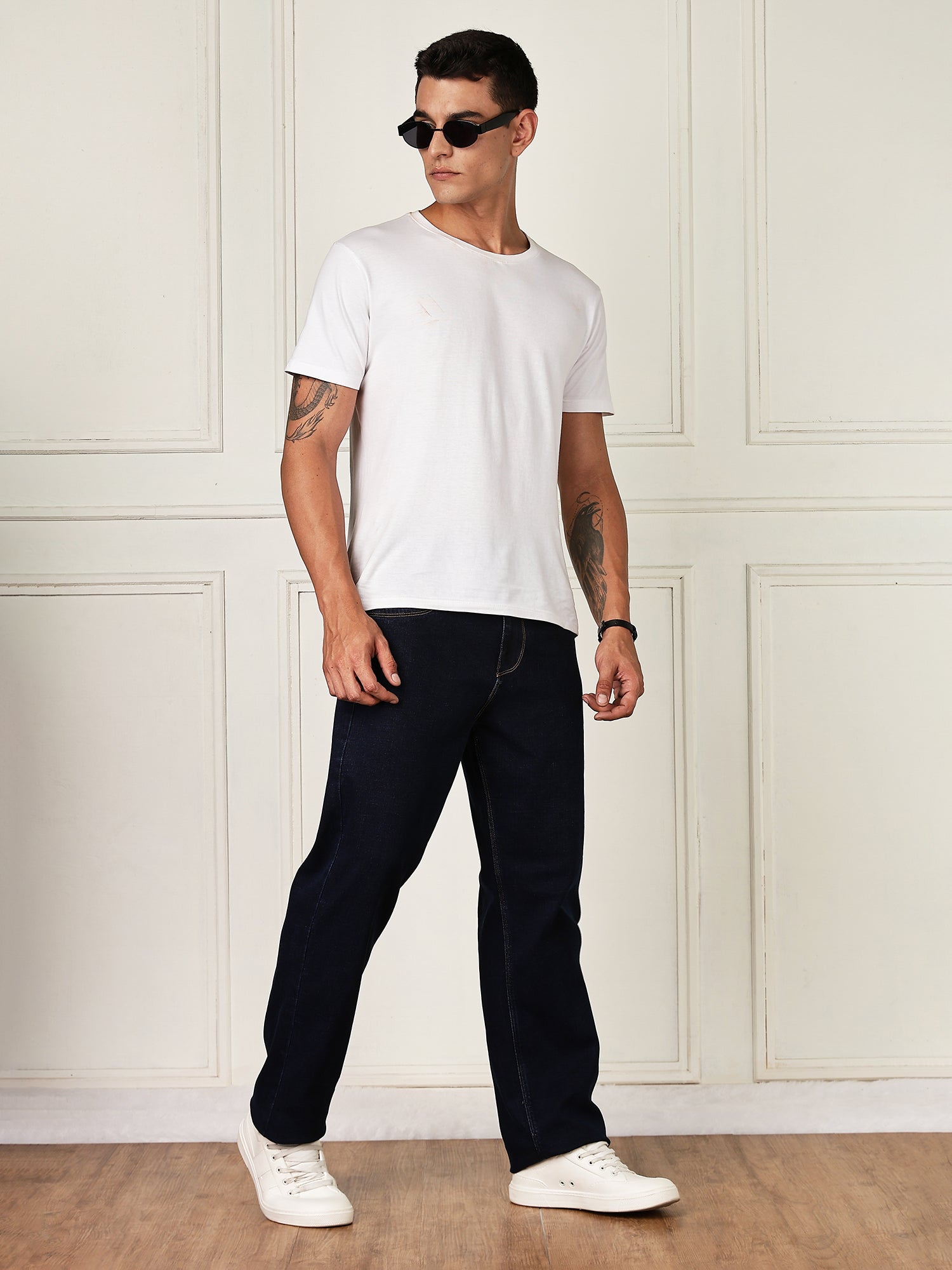 Thomas Scott Men Darkblue Mid-Rise Relaxed Fit Clean Look Strachable Jeans