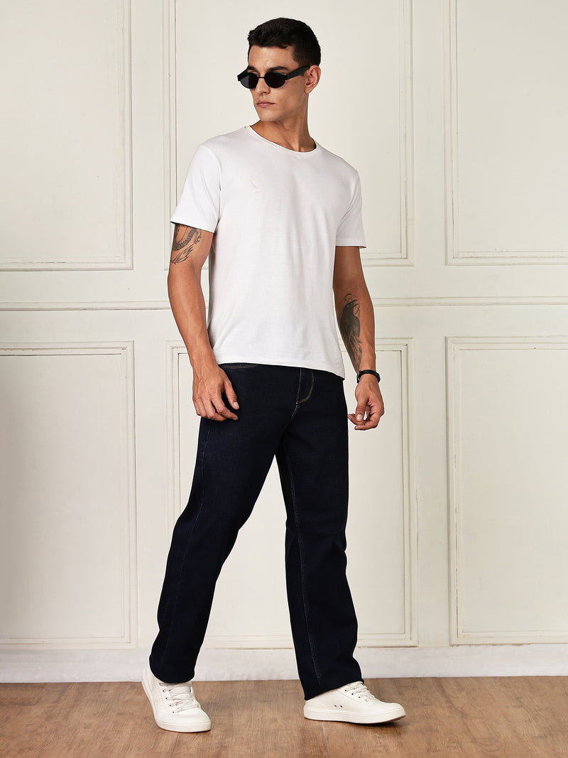 Thomas Scott Men Darkblue Mid-Rise Relaxed Fit Clean Look Strachable Jeans