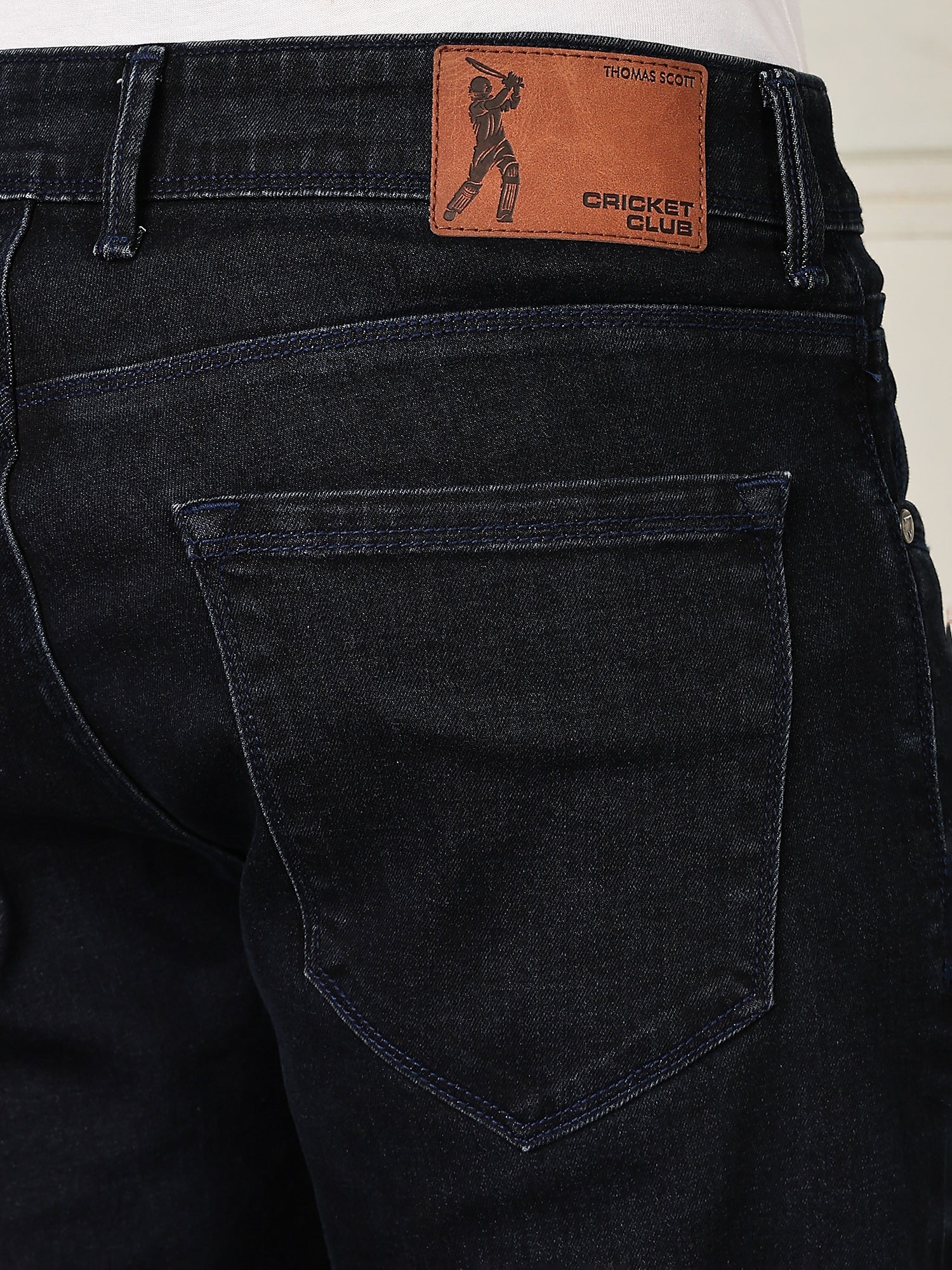 Thomas Scott Men Darkblue Mid-Rise Slim Fit Clean Look Strachable Jeans