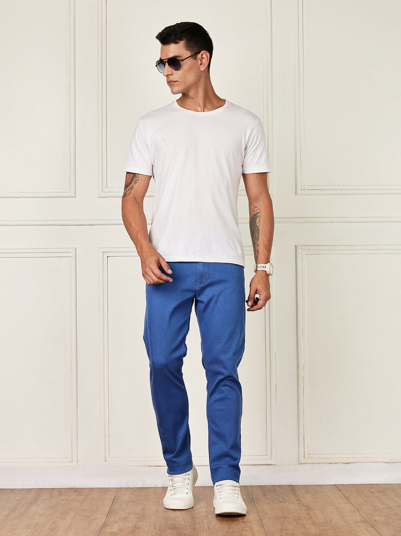 Thomas Scott Men Light Blue Mid-Rise Slim Fit Clean Look Strachable Jeans