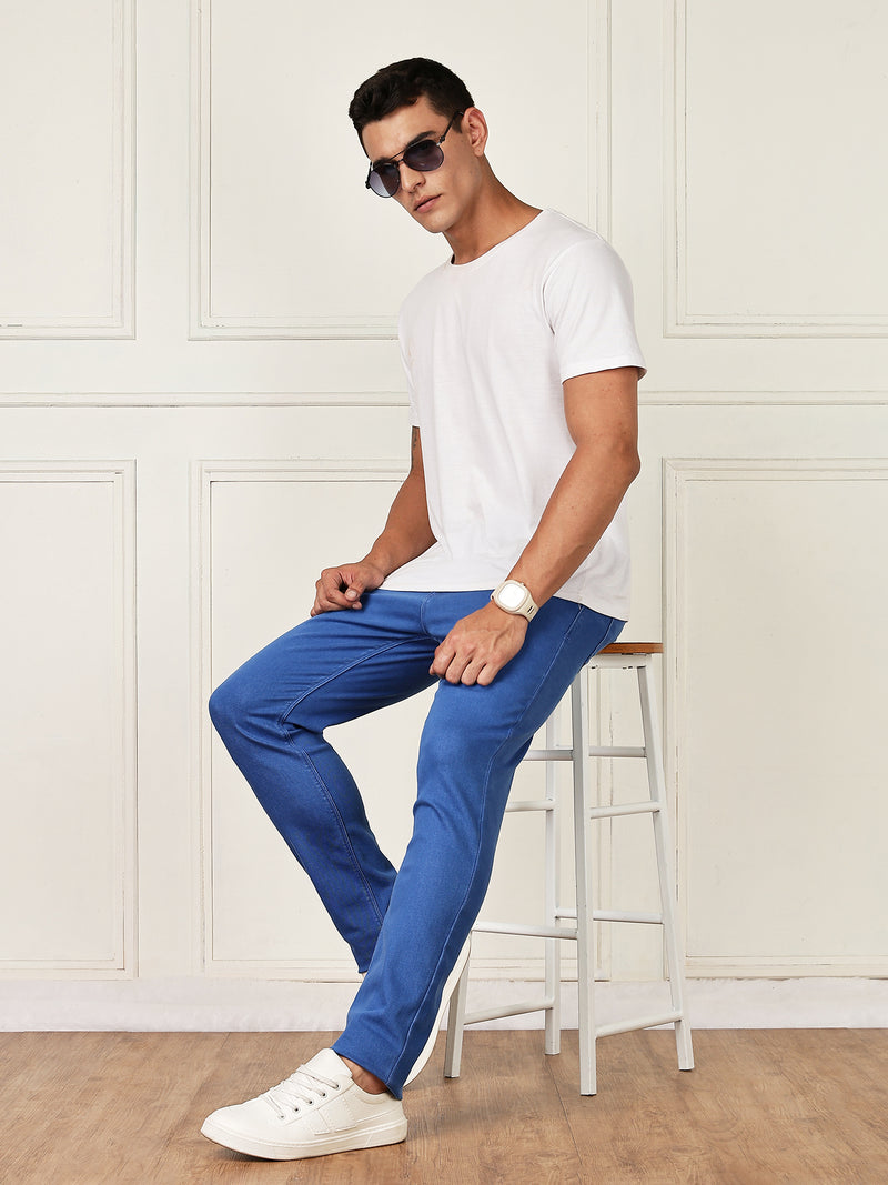 Thomas Scott Men Light Blue Mid-Rise Slim Fit Clean Look Strachable Jeans
