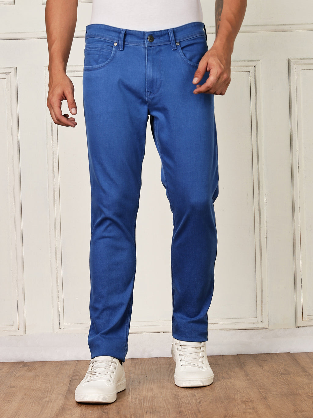 Thomas Scott Men Light Blue Mid-Rise Slim Fit Clean Look Strachable Jeans