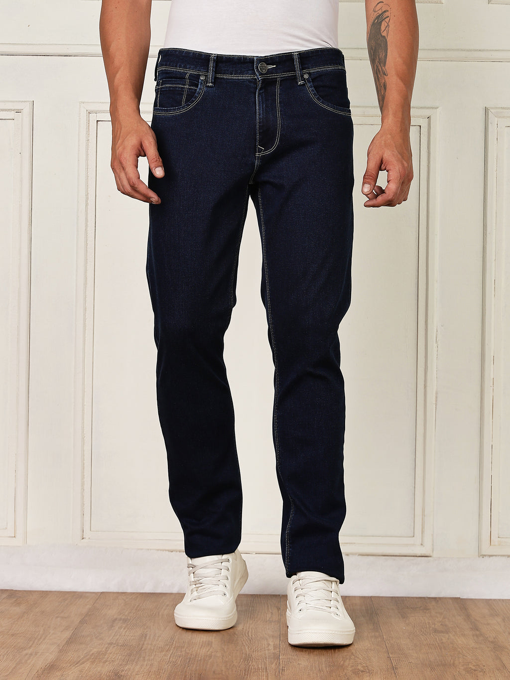 Thomas Scott Men Darkblue Mid-Rise Slim Fit Clean Look Strachable Jeans