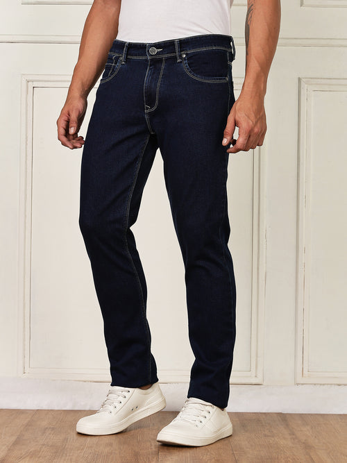 Thomas Scott Men Darkblue Mid-Rise Slim Fit Clean Look Strachable Jeans