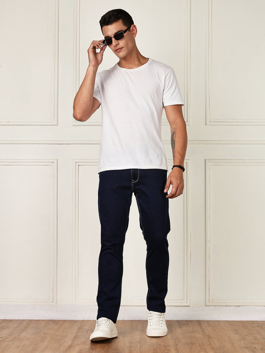 Thomas Scott Men Darkblue Mid-Rise Slim Fit Clean Look Strachable Jeans