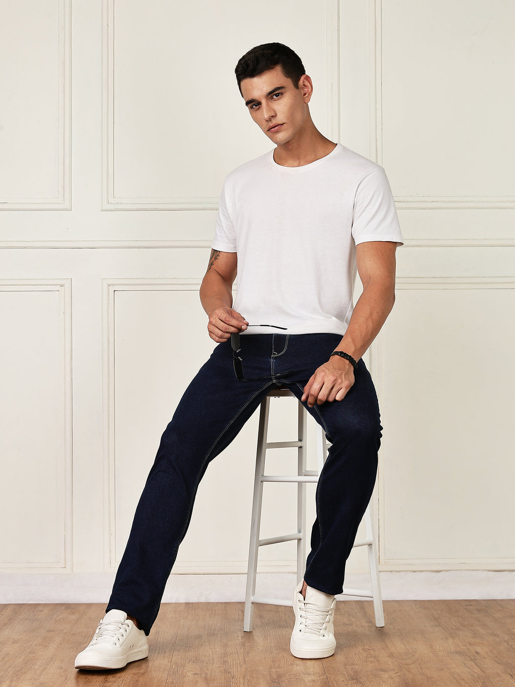 Thomas Scott Men Darkblue Mid-Rise Slim Fit Clean Look Strachable Jeans