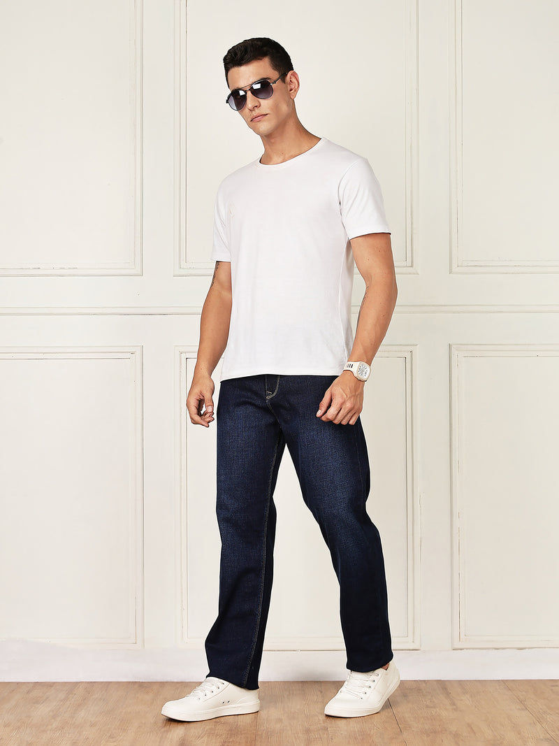 Thomas Scott Men Darkblue Mid-Rise Relaxed Fit Clean Look Strachable Jeans