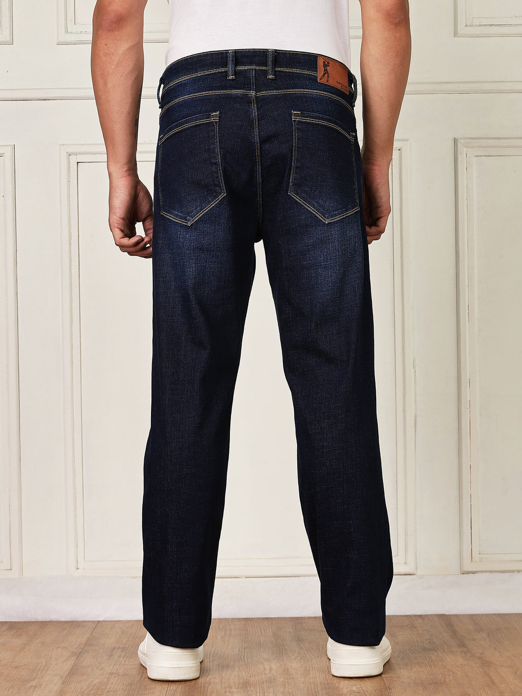 Thomas Scott Men Darkblue Mid-Rise Relaxed Fit Clean Look Strachable Jeans