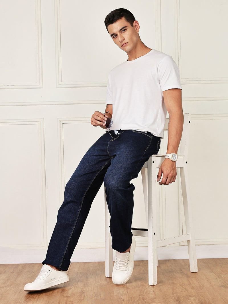 Thomas Scott Men Darkblue Mid-Rise Relaxed Fit Clean Look Strachable Jeans