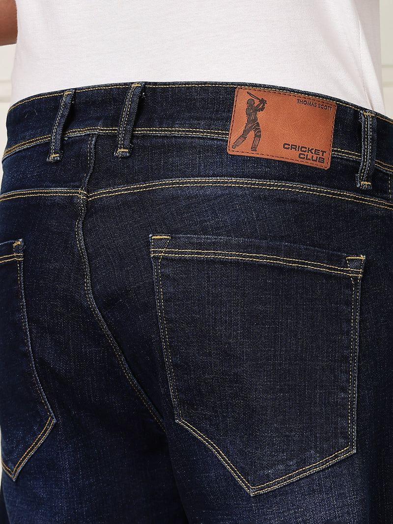Thomas Scott Men Darkblue Mid-Rise Relaxed Fit Clean Look Strachable Jeans