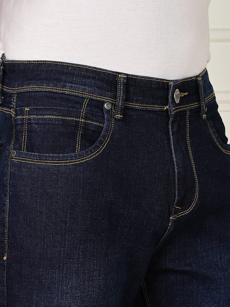 Thomas Scott Men Darkblue Mid-Rise Relaxed Fit Clean Look Strachable Jeans
