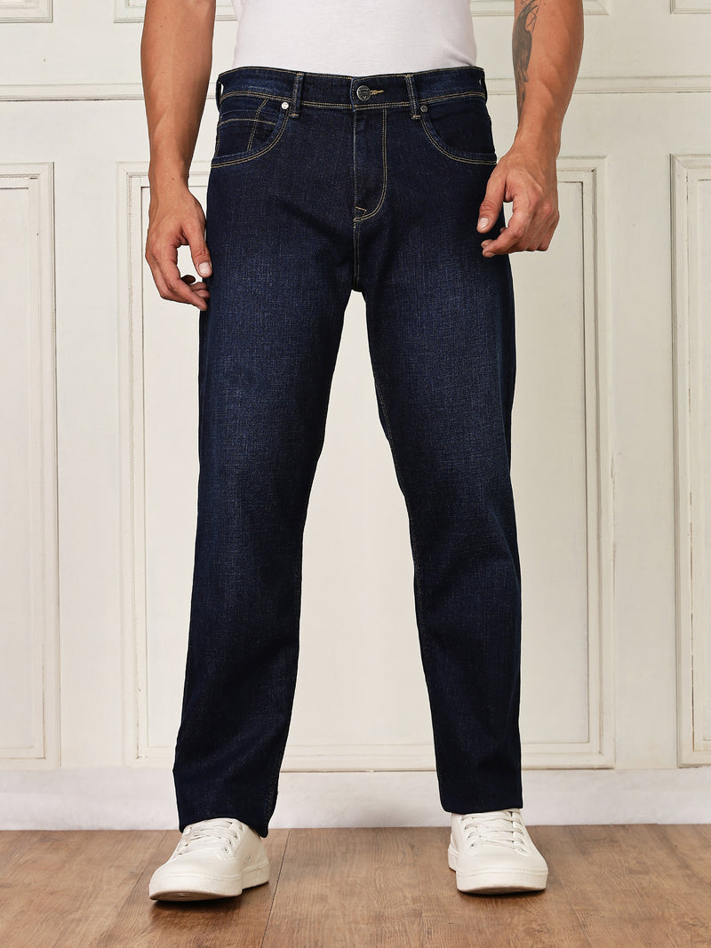 Thomas Scott Men Darkblue Mid-Rise Relaxed Fit Clean Look Strachable Jeans