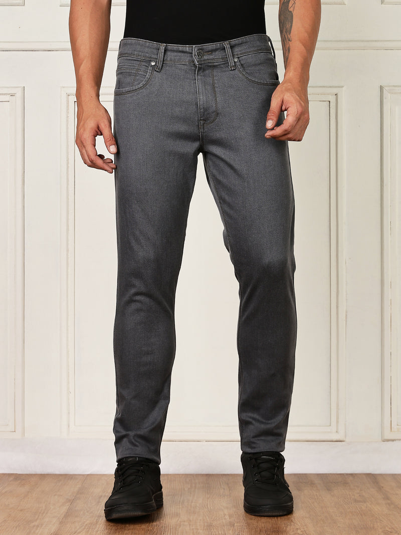Thomas Scott Men Grey Mid-Rise Slim Fit Clean Look Strachable Jeans