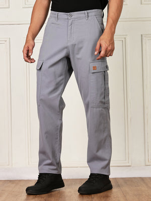Thomas Scott Men LightBlue Mid-Rise Straight Fit Woven Cargo Trouser