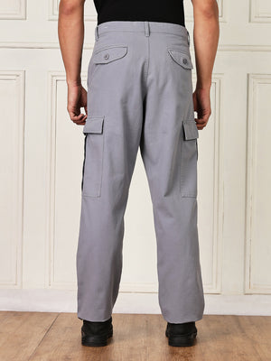 Thomas Scott Men LightBlue Mid-Rise Straight Fit Woven Cargo Trouser