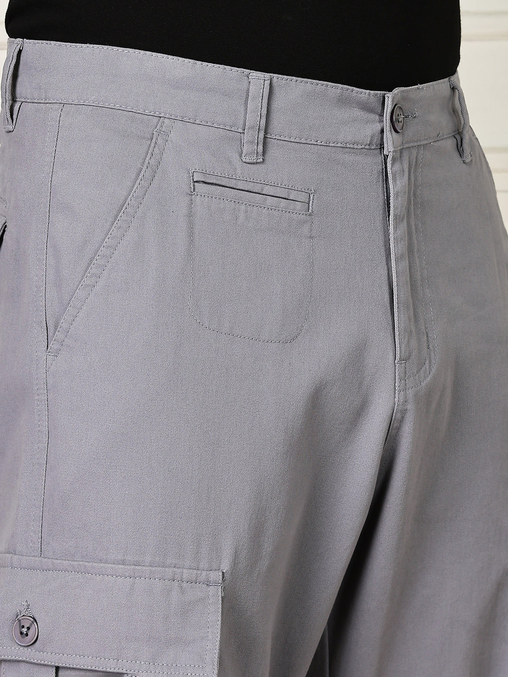 Thomas Scott Men LightBlue Mid-Rise Straight Fit Woven Cargo Trouser