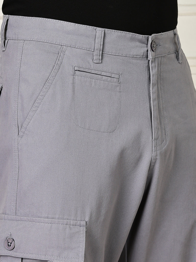 Thomas Scott Men LightBlue Mid-Rise Straight Fit Woven Cargo Trouser