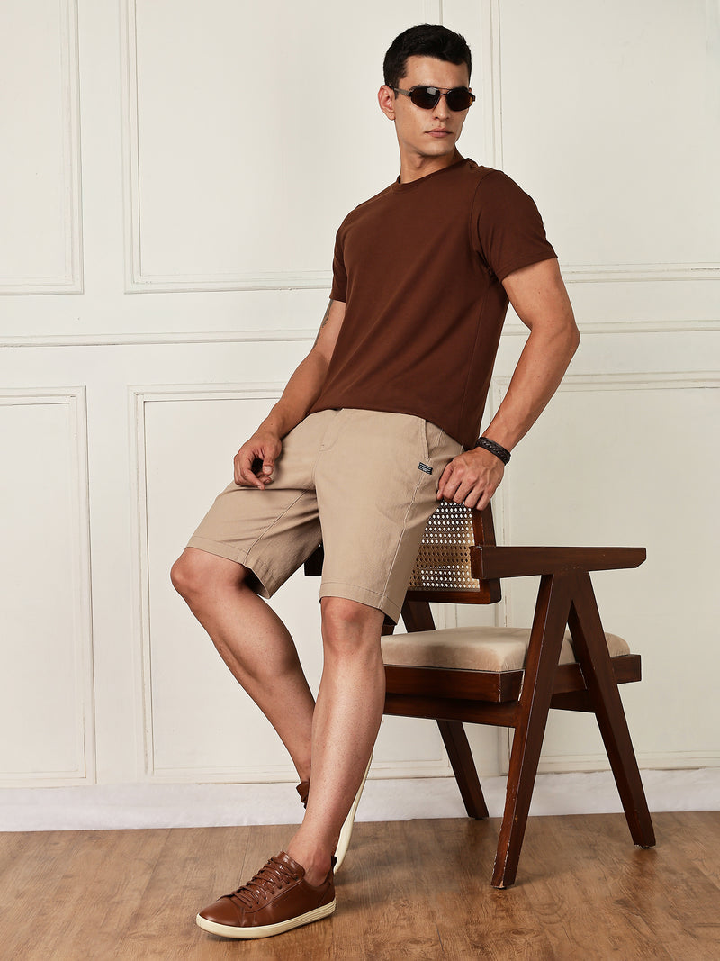 Thomas Scott Men Khaki Mid-Rise Regular Fit Woven Chinos Shorts