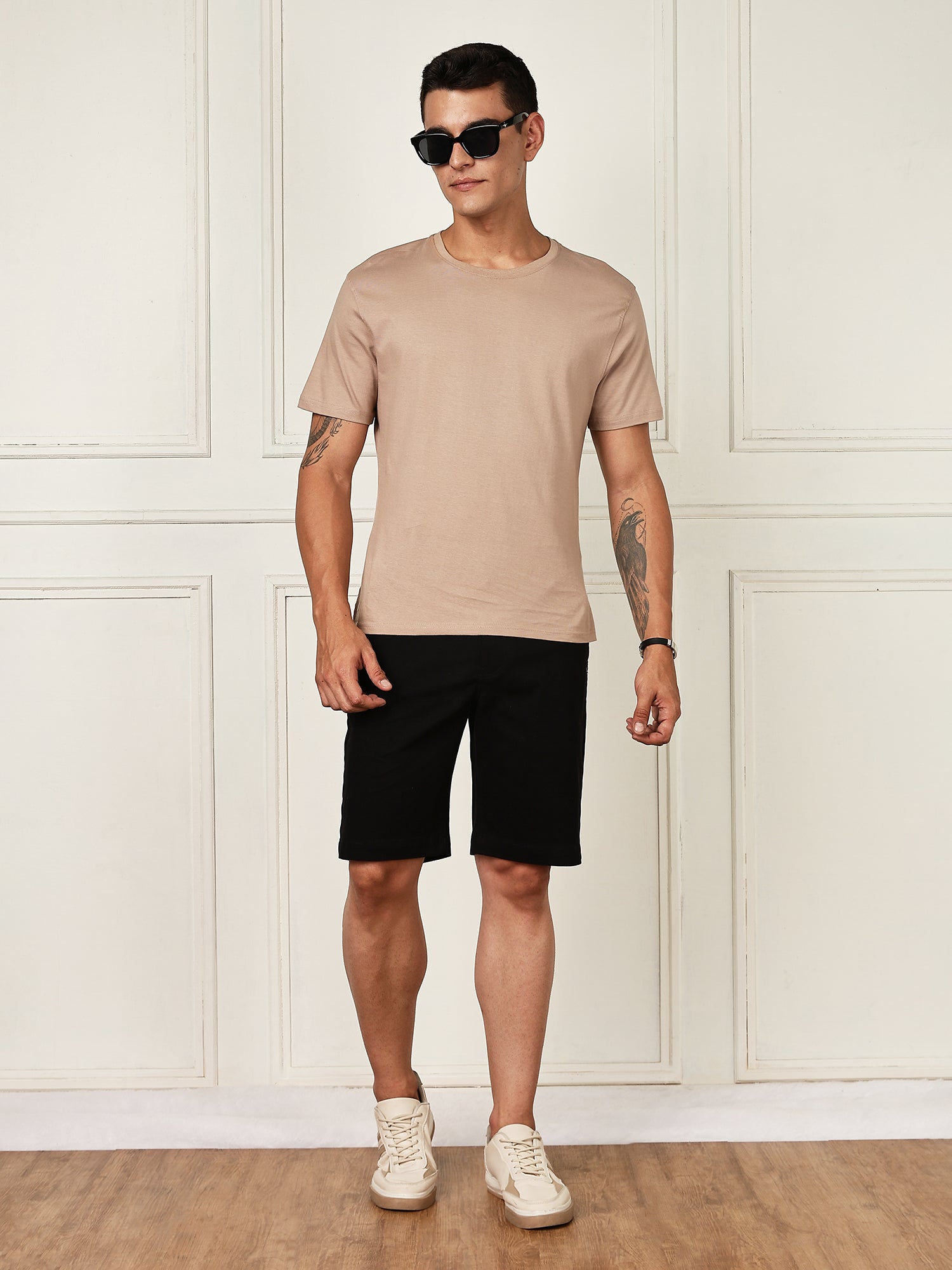 Thomas Scott Men Black Mid-Rise Regular Fit Woven Chinos Shorts