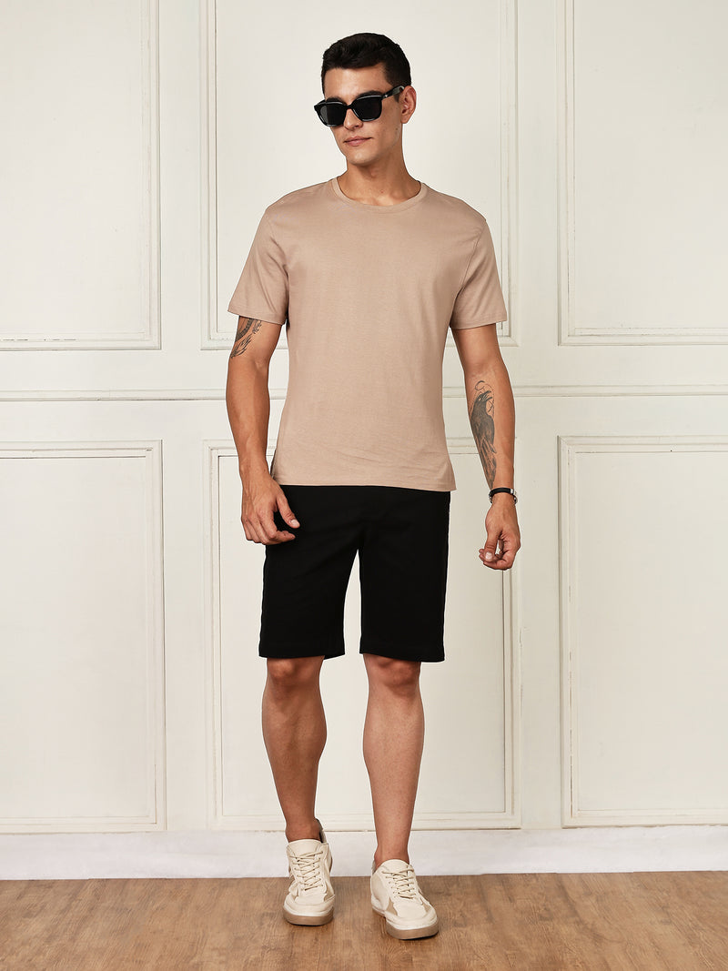Thomas Scott Men Black Mid-Rise Regular Fit Woven Chinos Shorts