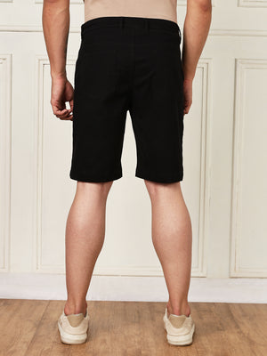 Thomas Scott Men Black Mid-Rise Regular Fit Woven Chinos Shorts
