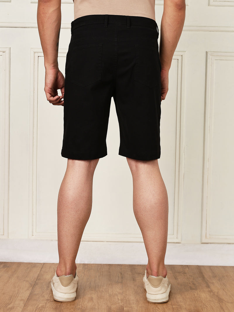 Thomas Scott Men Black Mid-Rise Regular Fit Woven Chinos Shorts