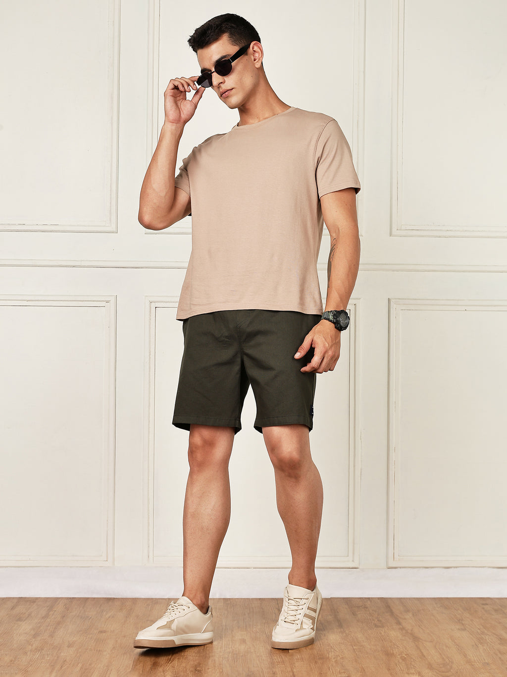Thomas Scott Men Green Mid-Rise Regular Fit Cotton Woven Boxer Shorts