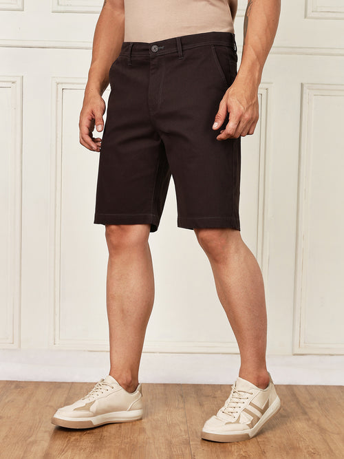 Thomas Scott Men Charcoal Mid-Rise Regular Fit Woven Chinos Shorts