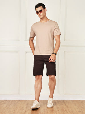 Thomas Scott Men Charcoal Mid-Rise Regular Fit Woven Chinos Shorts