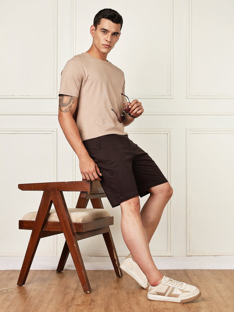 Thomas Scott Men Charcoal Mid-Rise Regular Fit Woven Chinos Shorts