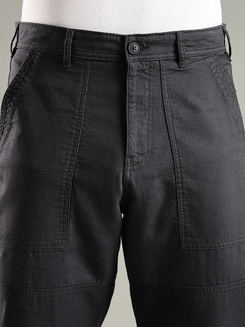 Thomas Scott Men Dark Grey Mid-Rise Relaxed Fit Woven Trouser