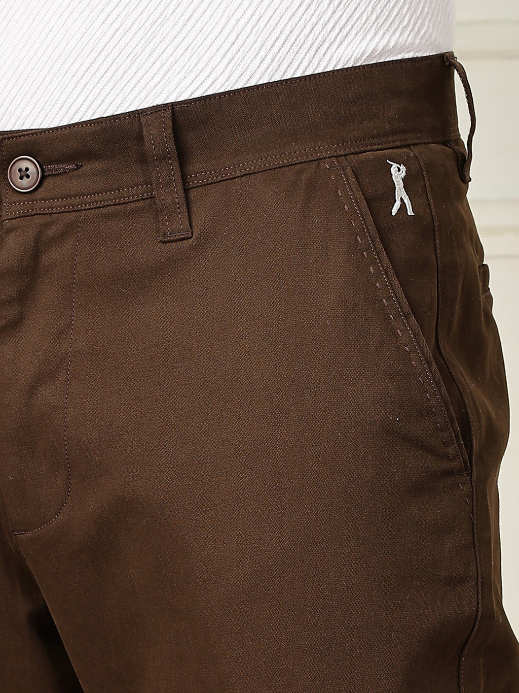 Thomas Scott Men Brown Mid-Rise Straight Fit Solid Woven Chinos Trouser